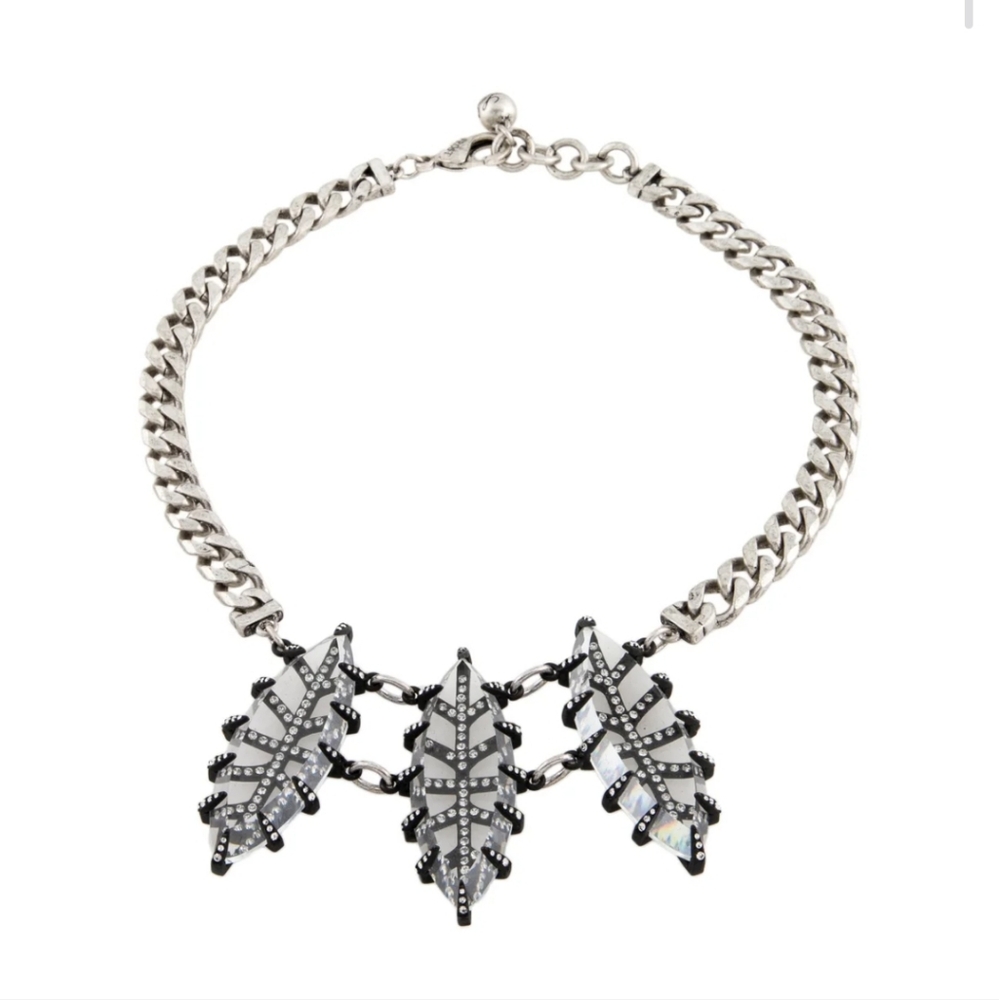 Lulu Frost Gunmetal And Silver Leaf Necklace